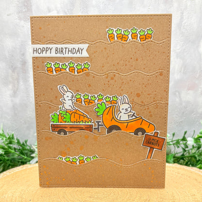 Bunnies & Carrots Hoppy Birthday Handmade Card
