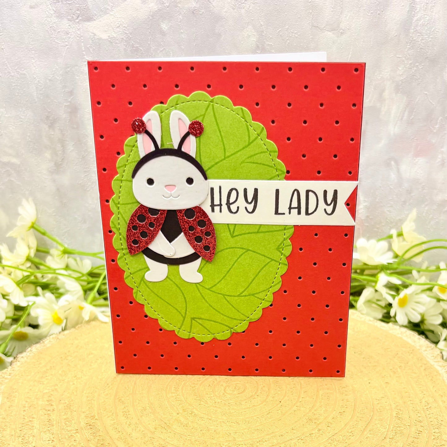 Bunny Dressed As Ladybird Handmade Card-1