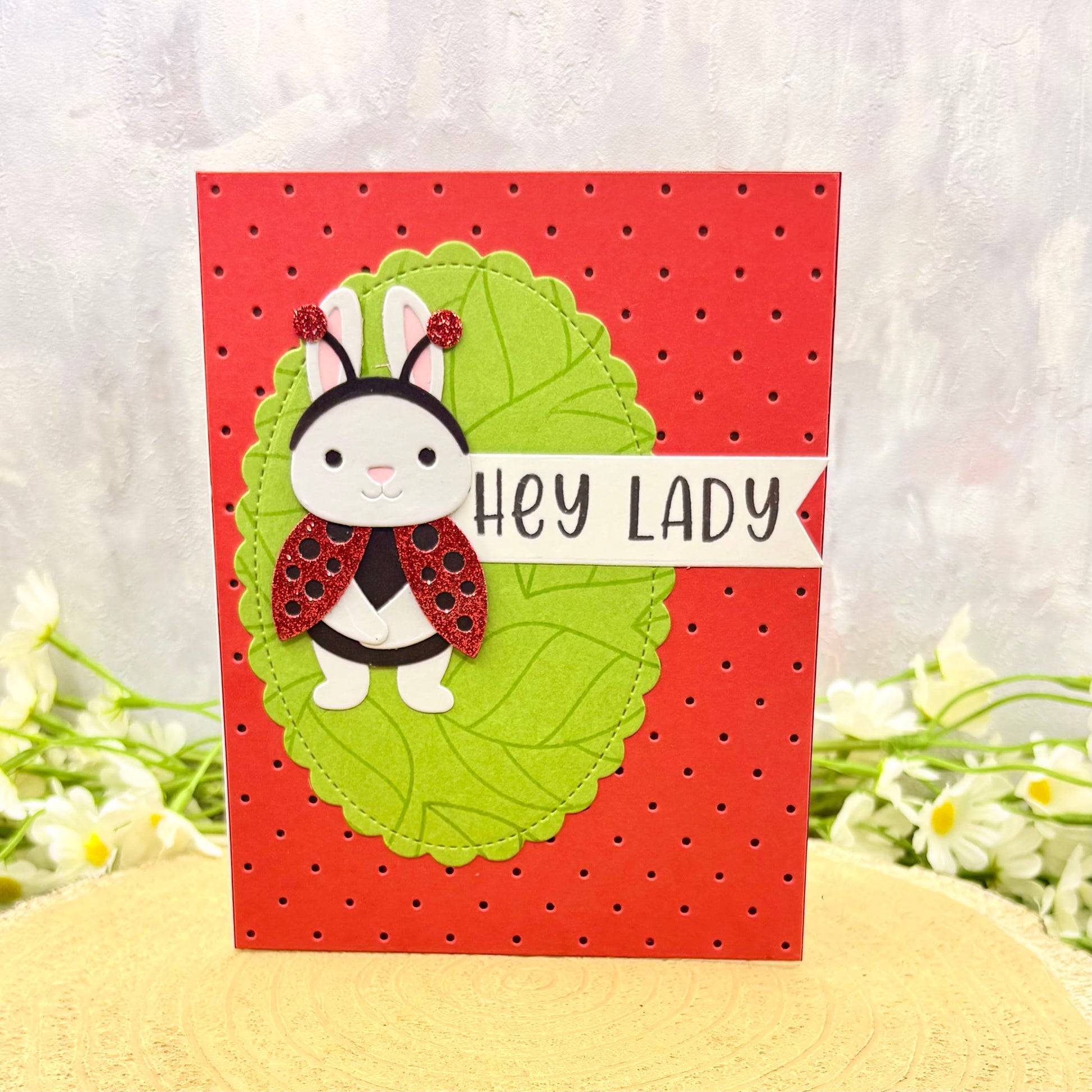 Bunny Dressed As Ladybird Handmade Card