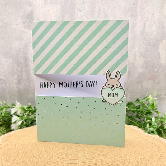 Bunny Holding Mum Heart Handmade Mother's Day Card