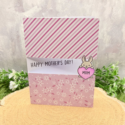 Bunny Holding Purple Mum Heart Handmade Mother's Day Card-1