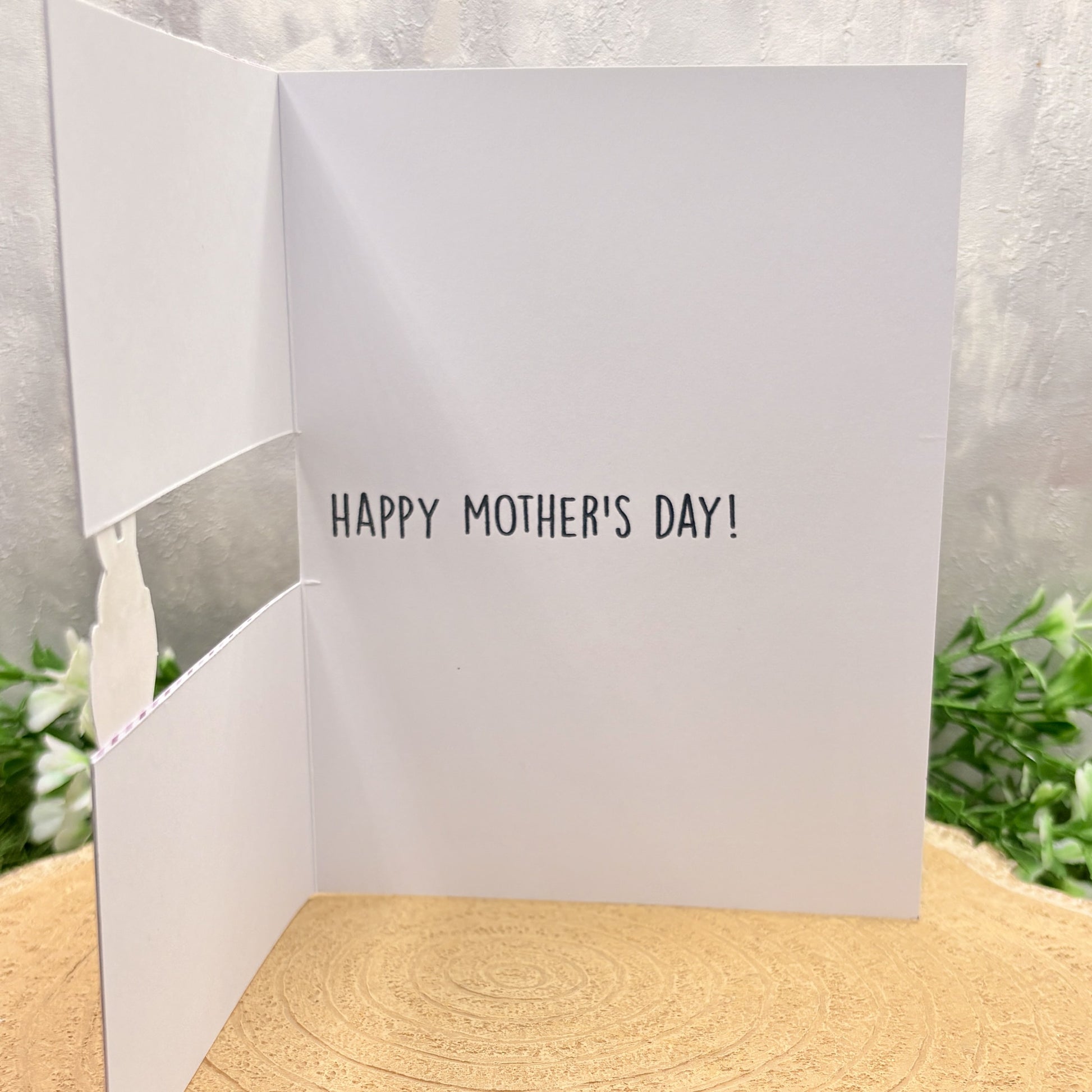 Bunny Holding Purple Mum Heart Handmade Mother's Day Card-2