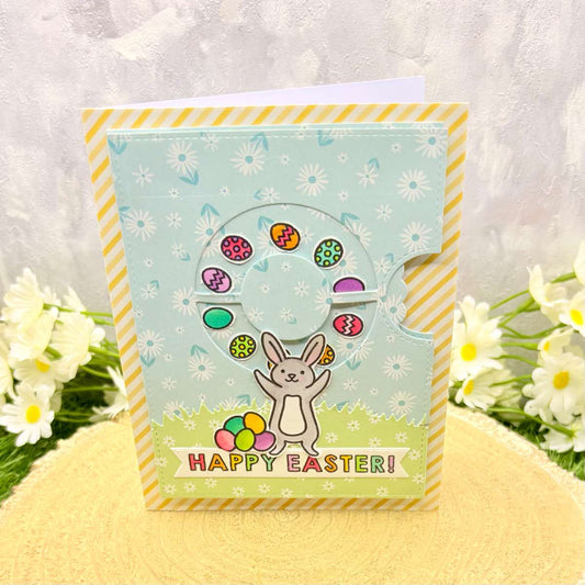 Bunny Juggling Eggs Handmade Easter Card-1