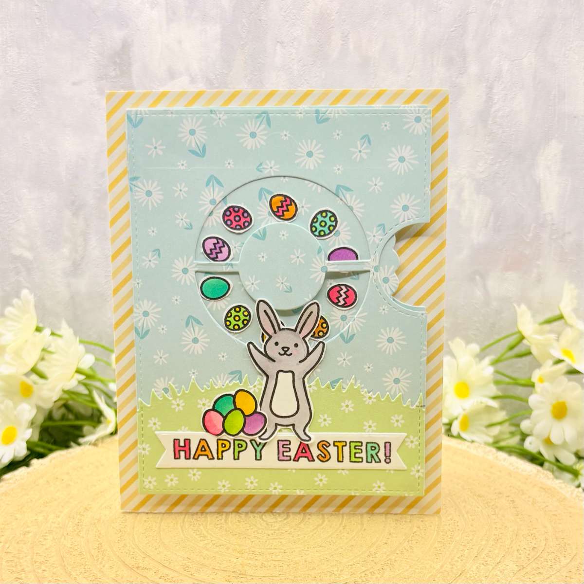 Bunny Juggling Eggs Handmade Easter Card