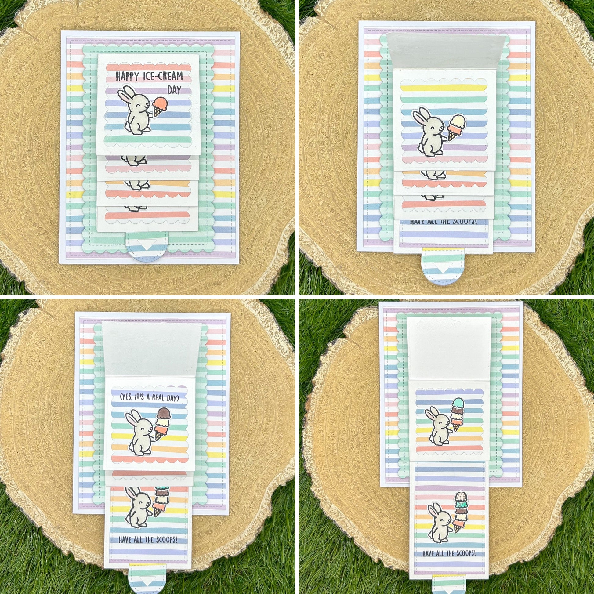 Bunny & Ice Cream Handmade Storybook Card