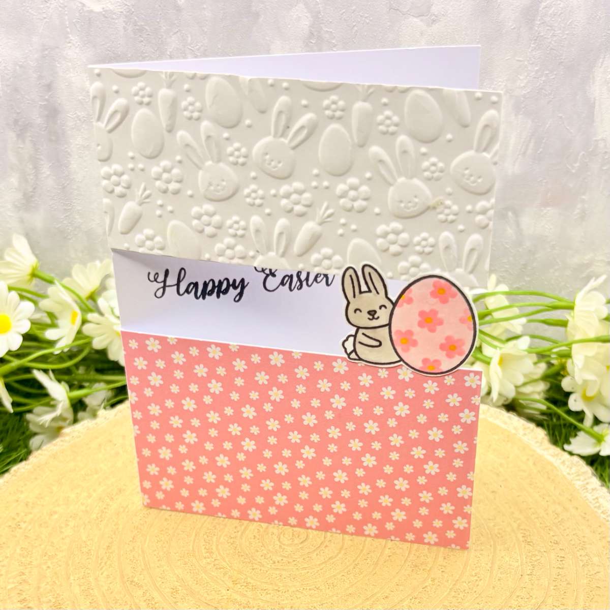 Bunny & Pink Egg Handmade Easter Card-1