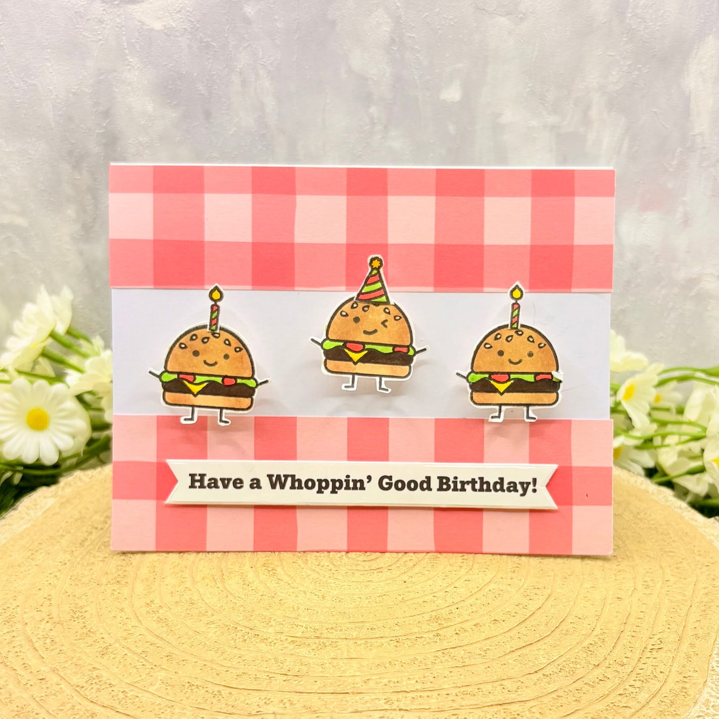 Burger Whoppin' Good Handmade Birthday Card