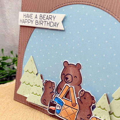 Camping Bears Beary Happy Birthday Handmade Card-2