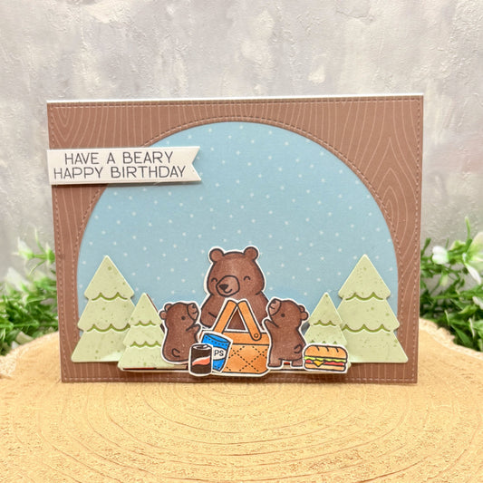 Camping Bears Beary Happy Birthday Handmade Card