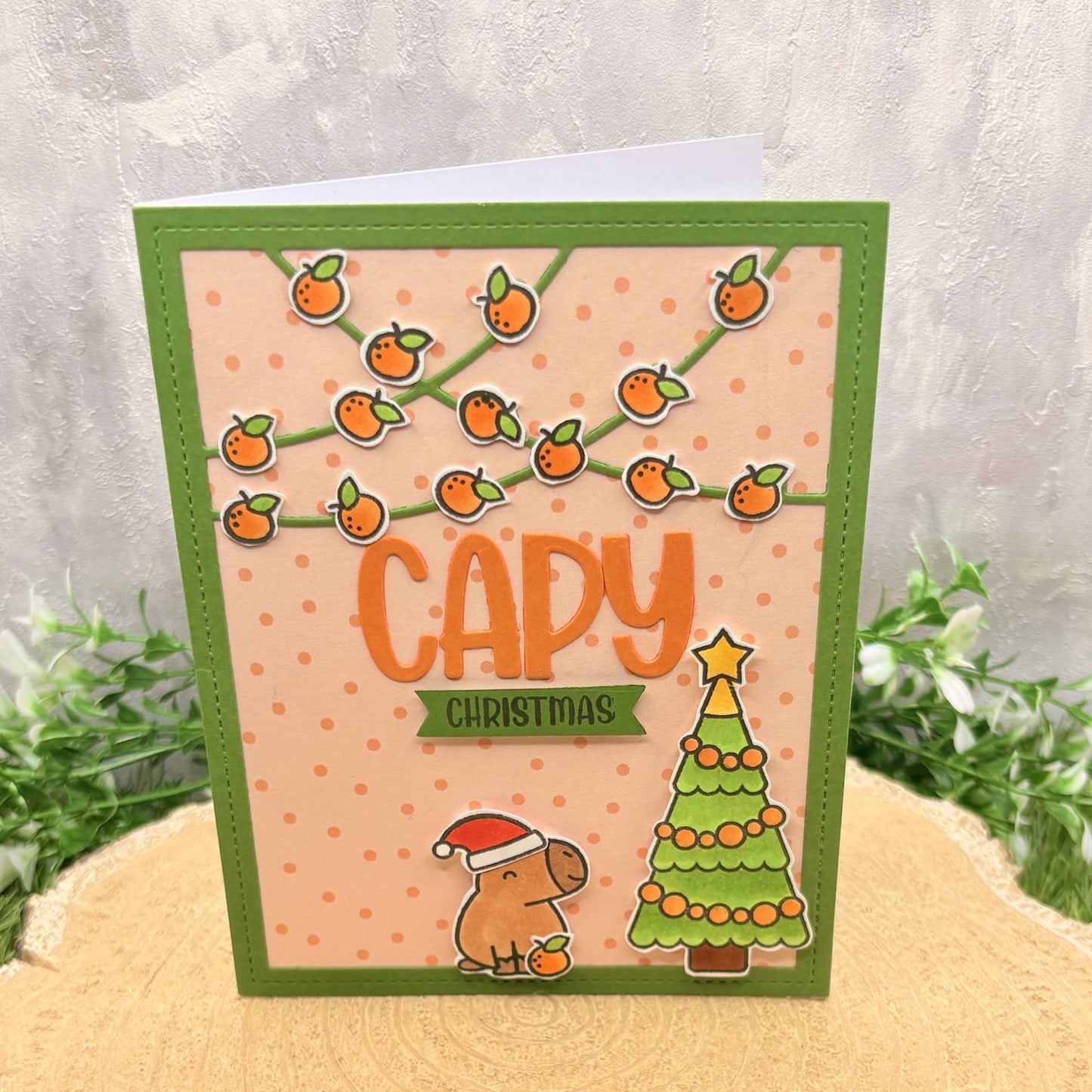 Capybara Capy Christmas Handmade Christmas Card-1