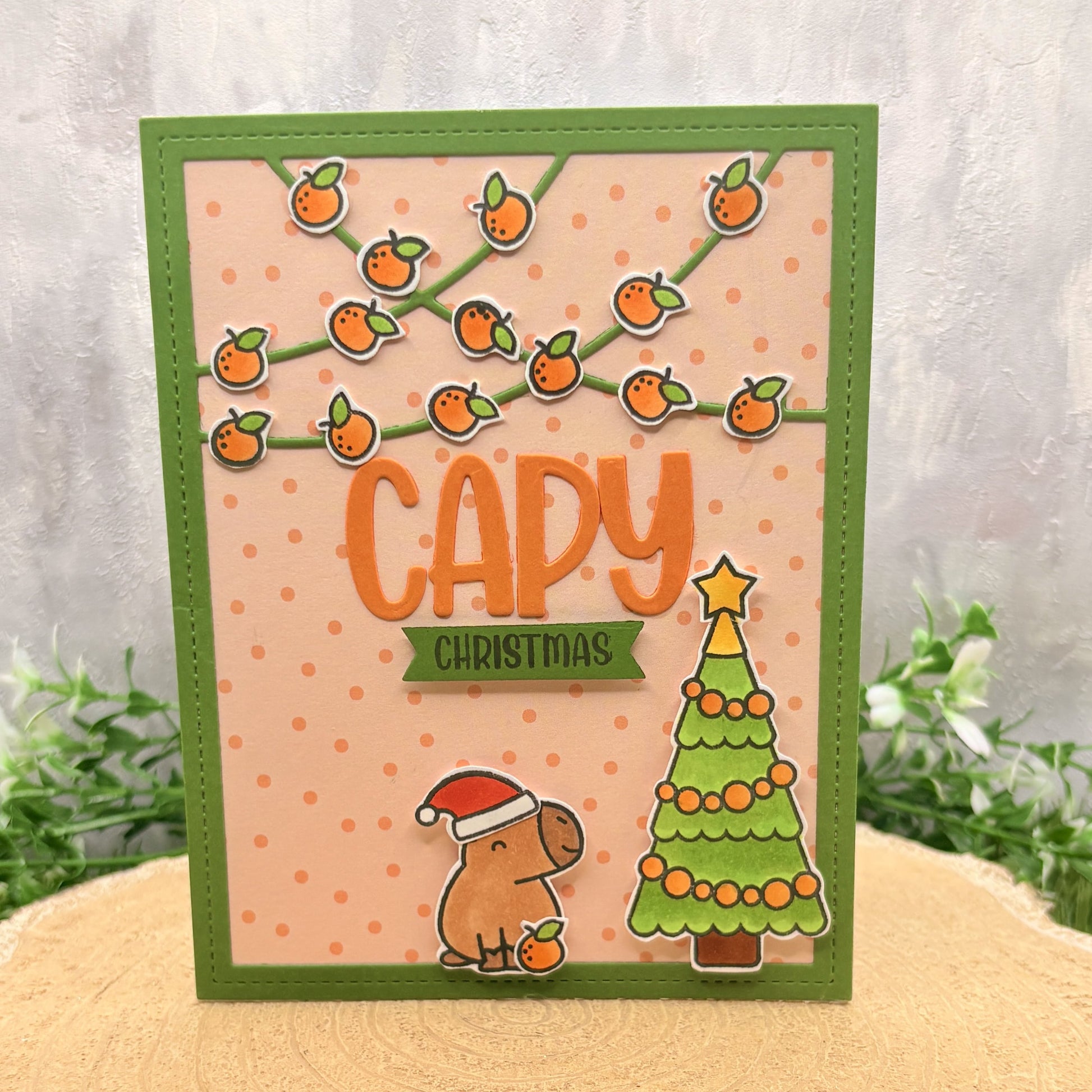 Capybara Capy Christmas Handmade Christmas Card