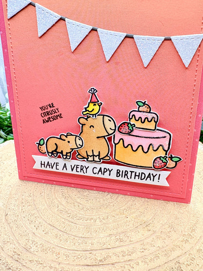 Capybaras & Cake Handmade Birthday Card-2
