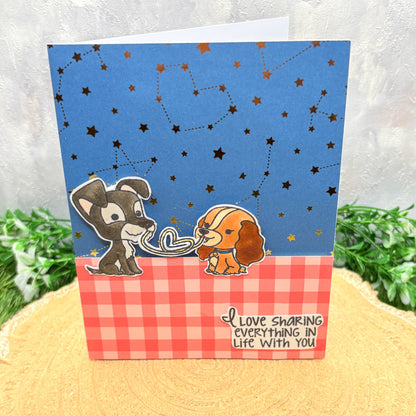 Cartoon Dog Couple Handmade Character Themed Card