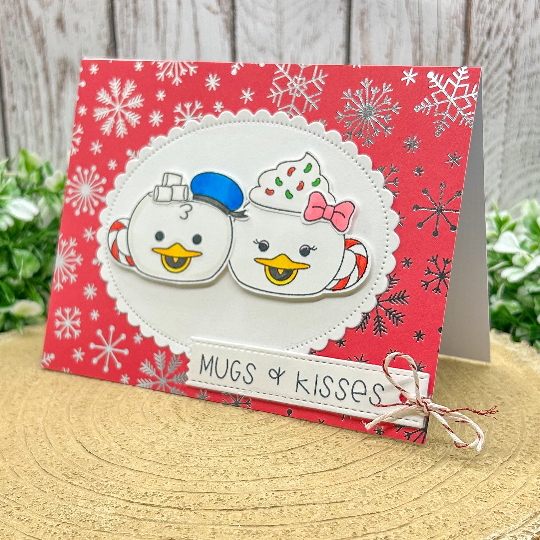 Cartoon Duck Couple Handmade Christmas Card-1