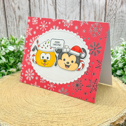 Cartoon Mouse & Dog Handmade Christmas Card-1