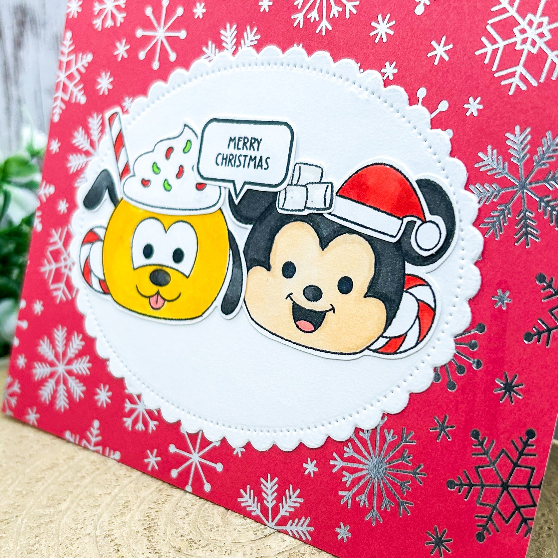 Cartoon Mouse & Dog Handmade Christmas Card-2