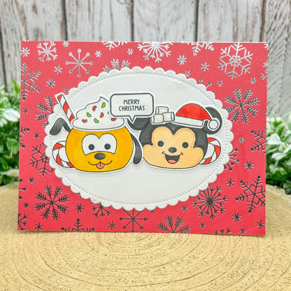 Cartoon Mouse & Dog Handmade Christmas Card