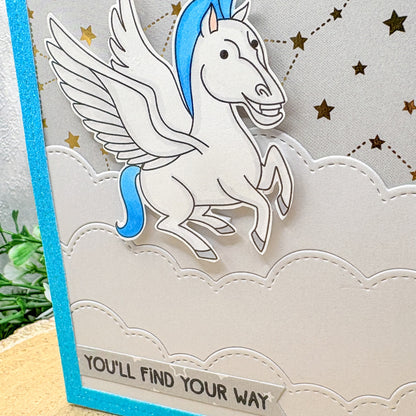 Cartoon Pegasus You'll Find Your Way Handmade Card-2