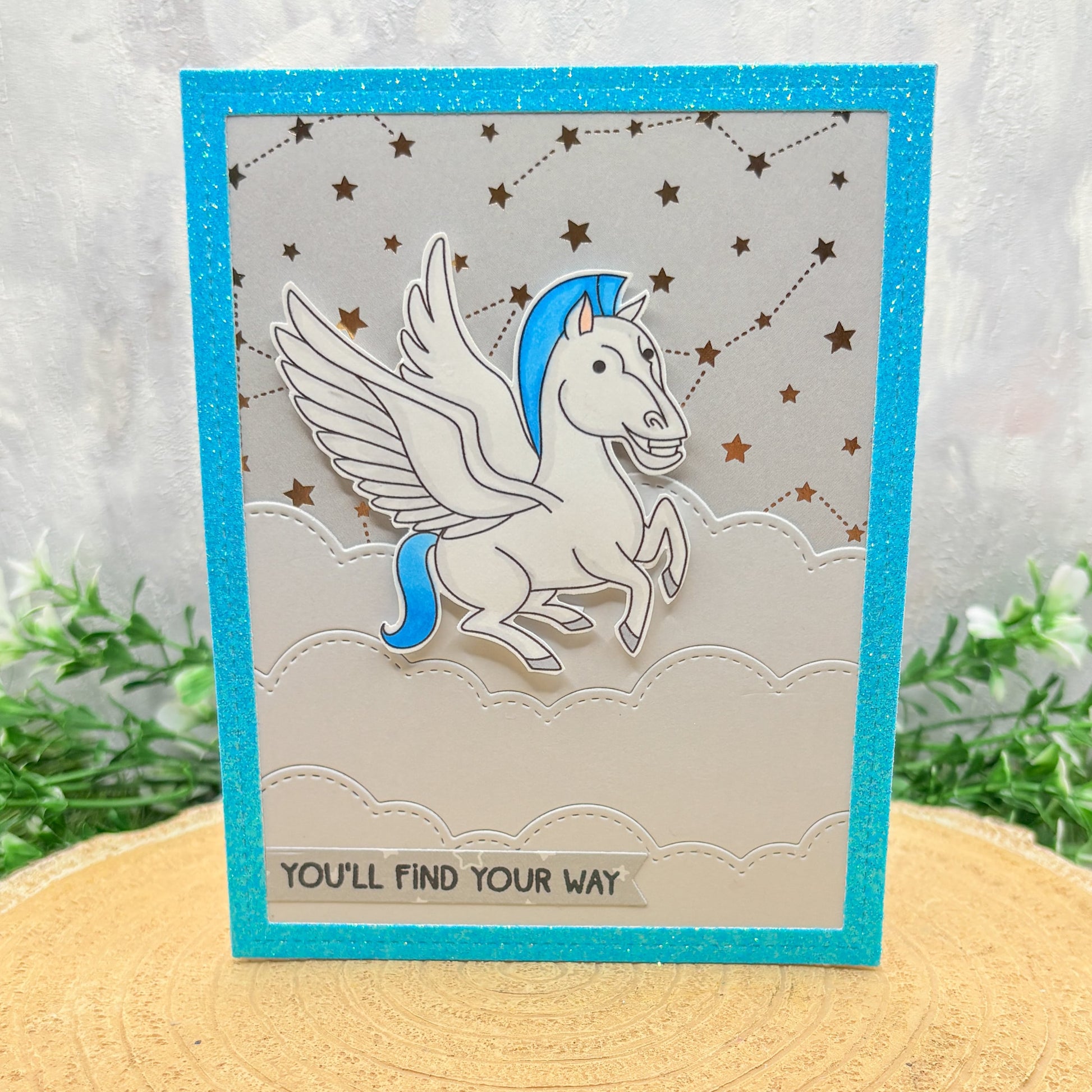 Cartoon Pegasus You'll Find Your Way Handmade Card