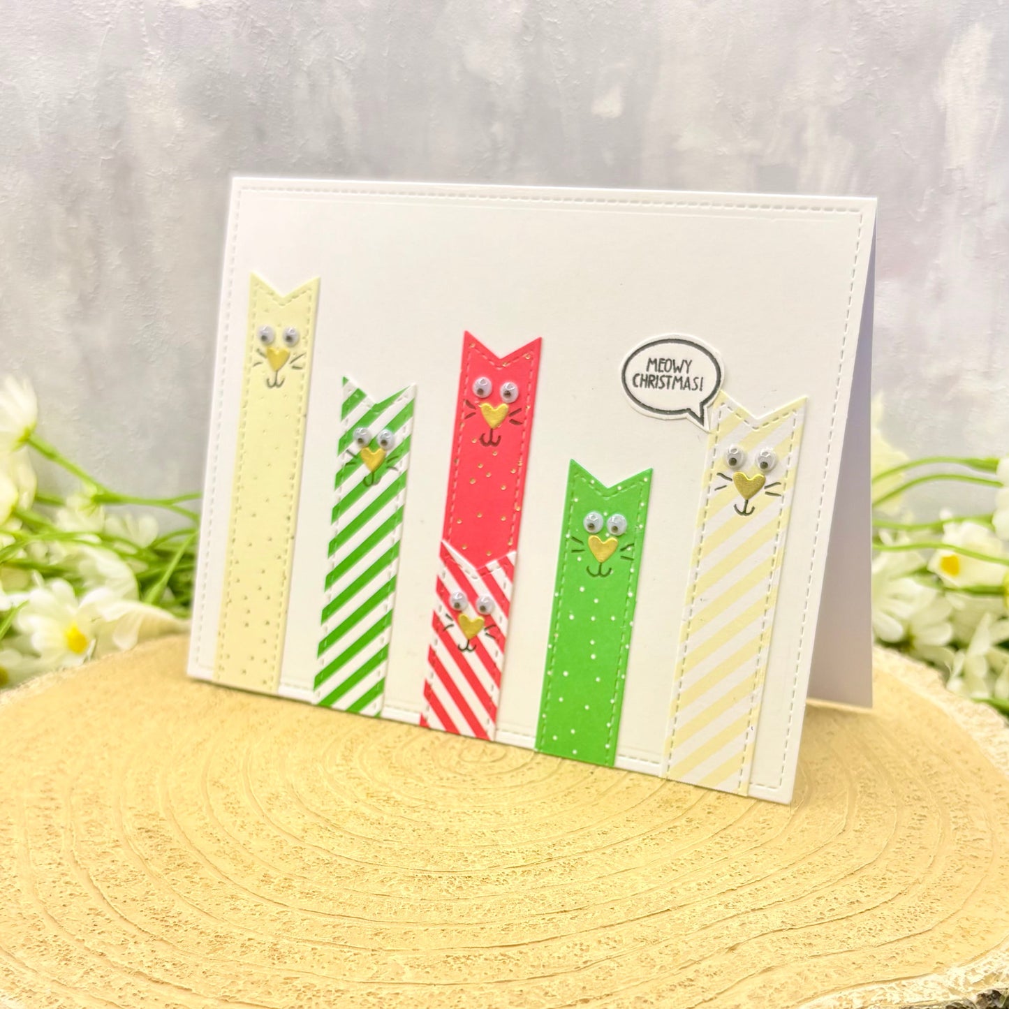 Cat Bookmarks Handmade Christmas Card-1