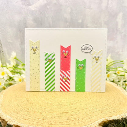 Cat Bookmarks Handmade Christmas Card
