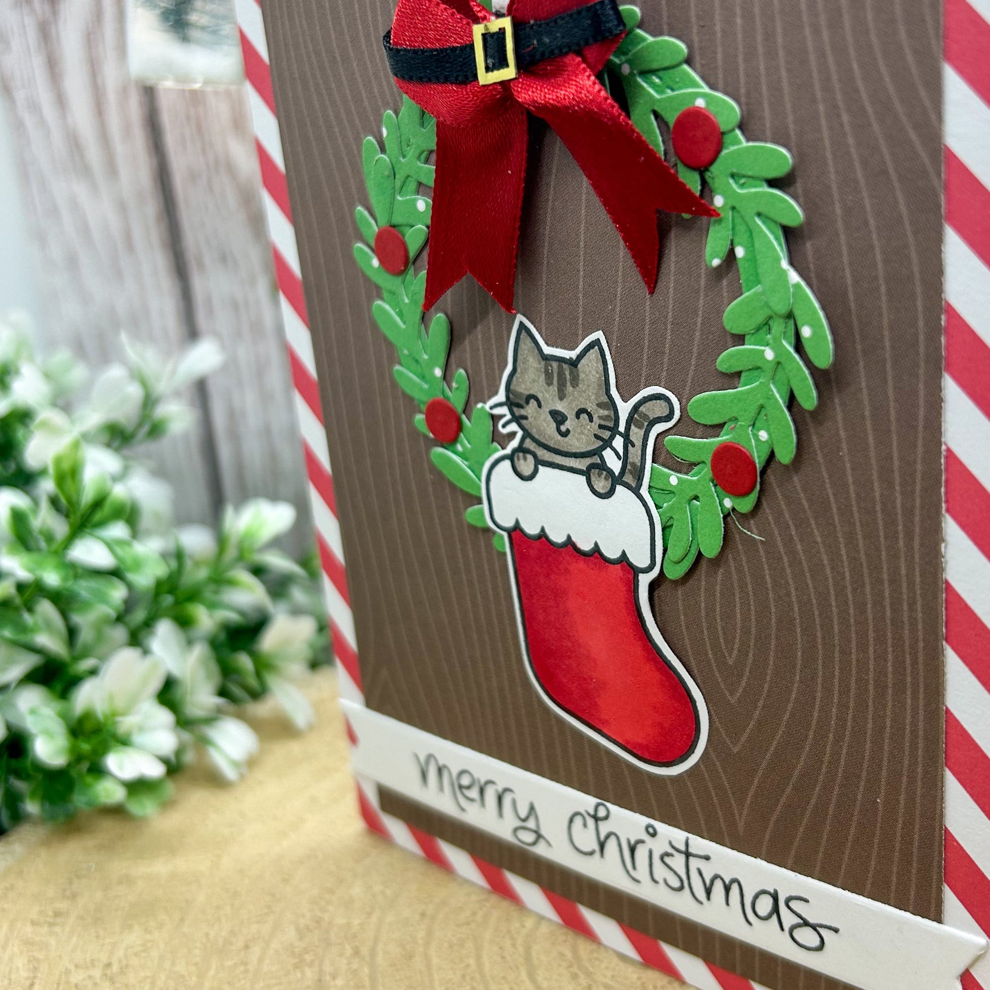 Cat In Stocking Handmade Christmas Card-2