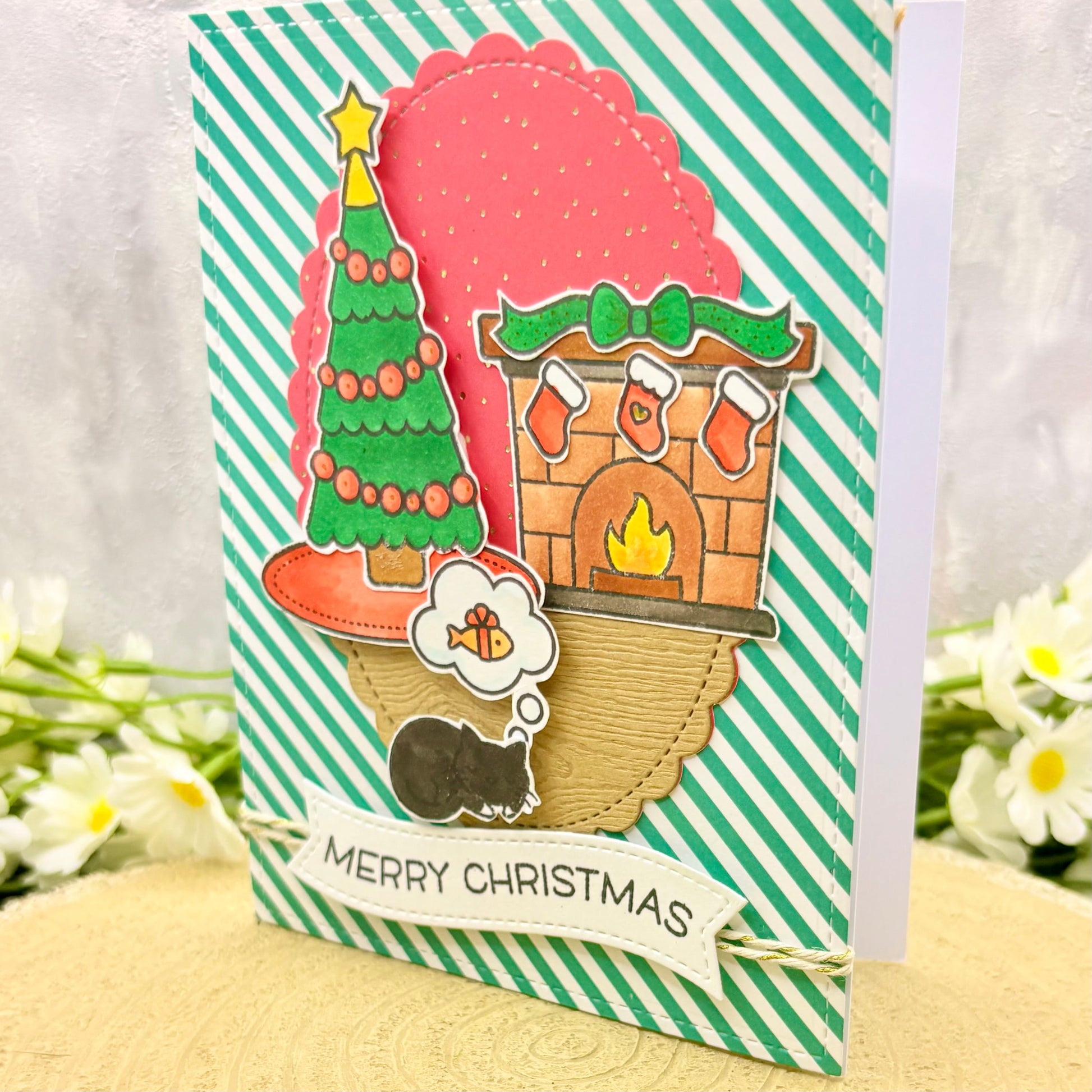 Cat Sleeping Handmade Christmas Card-2