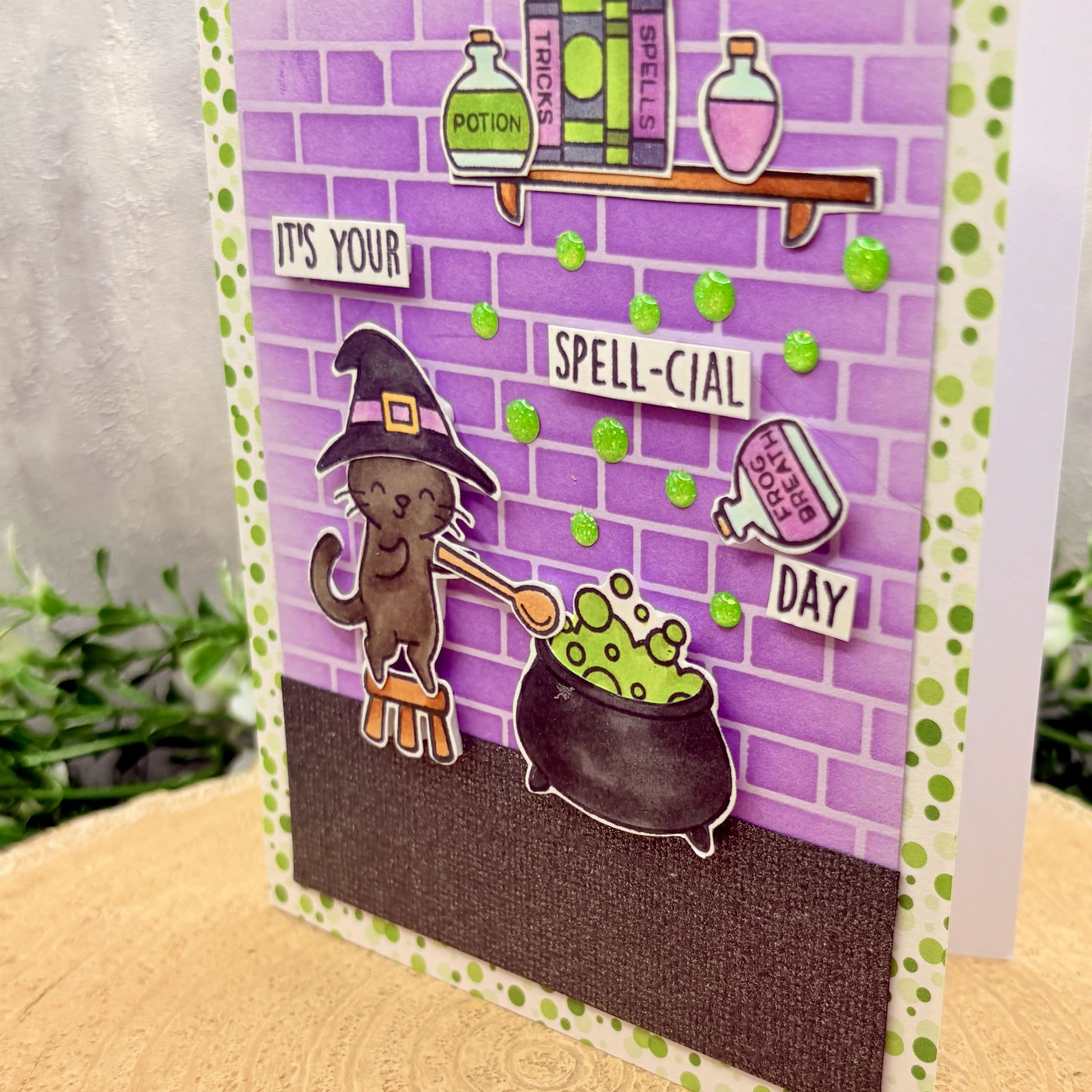 Cat & Cauldron Spell-cial Day Handmade Birthday Card-2