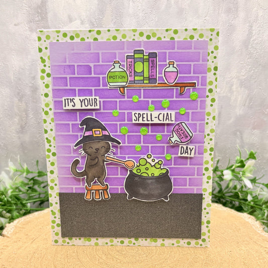 Cat & Cauldron Spell-cial Day Handmade Birthday Card