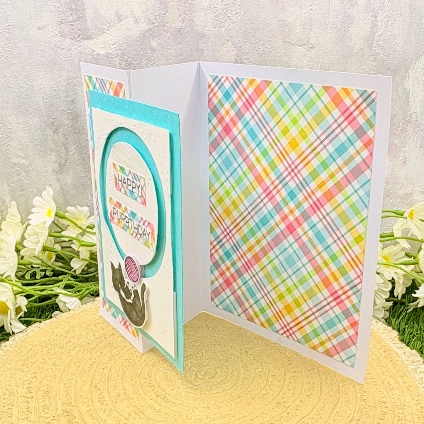 Cat & Yarn Happy Purrthday Handmade Birthday Card-2