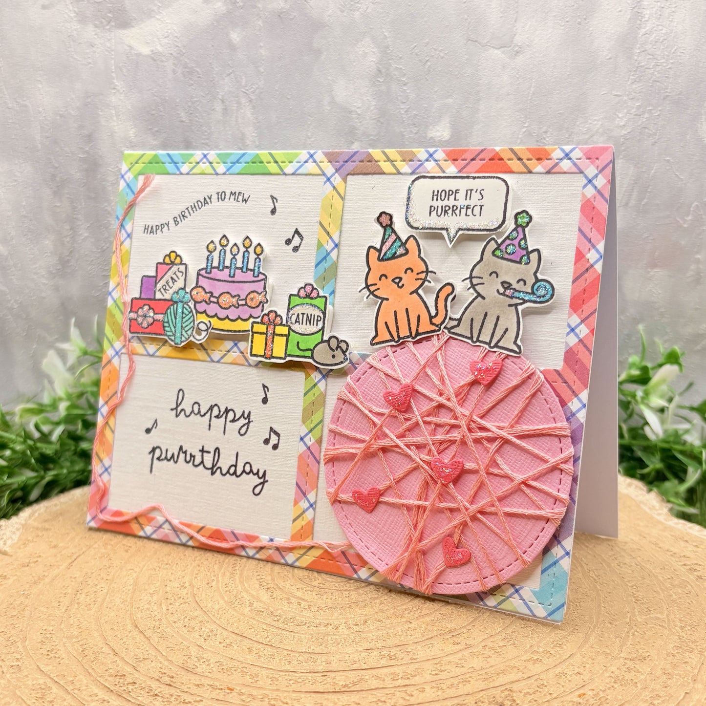 Cats Partying Handmade Birthday Card-1