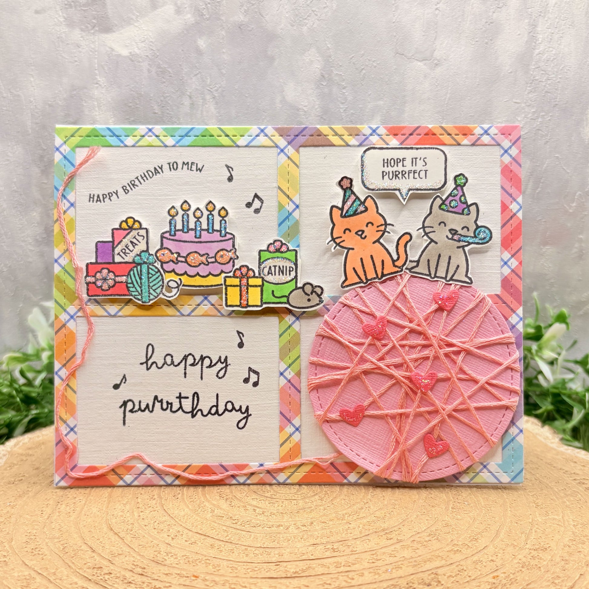 Cats Partying Handmade Birthday Card