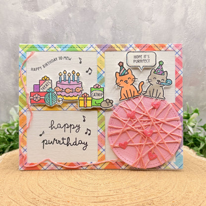 Cats Partying Handmade Birthday Card