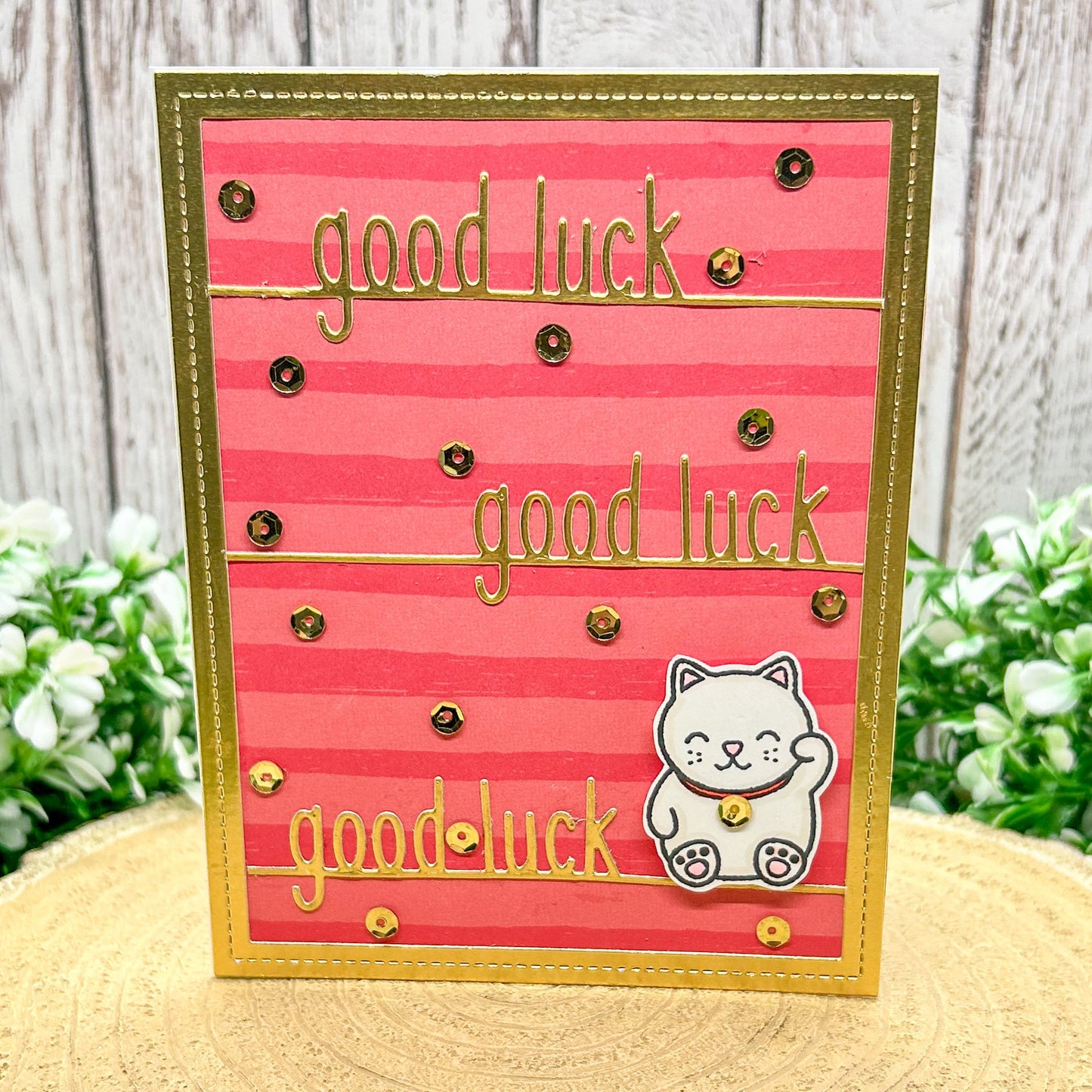 Chinese New Year Lucky Money Cat Good Luck Handmade Card