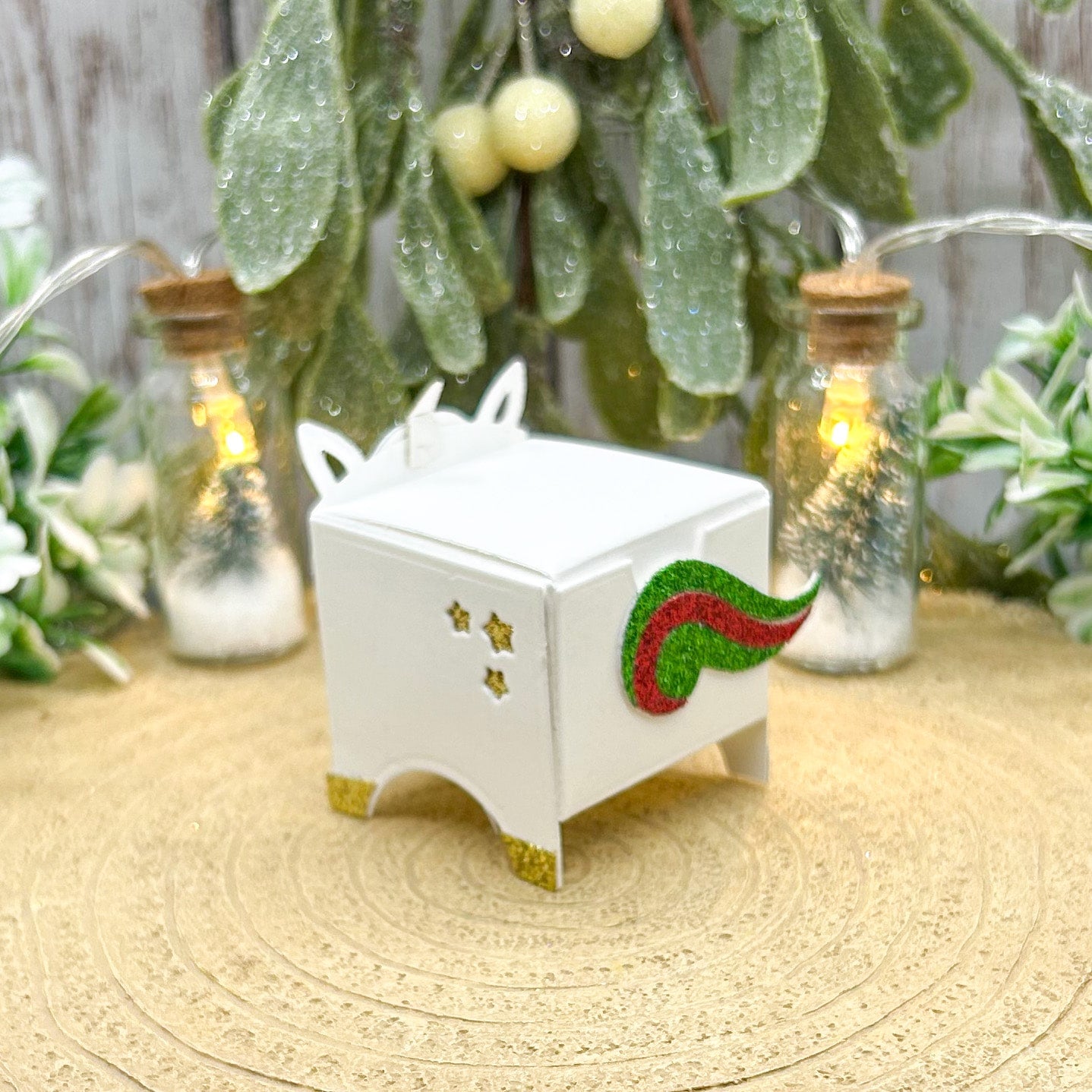 Christmas White Unicorn Miniature Gift Box