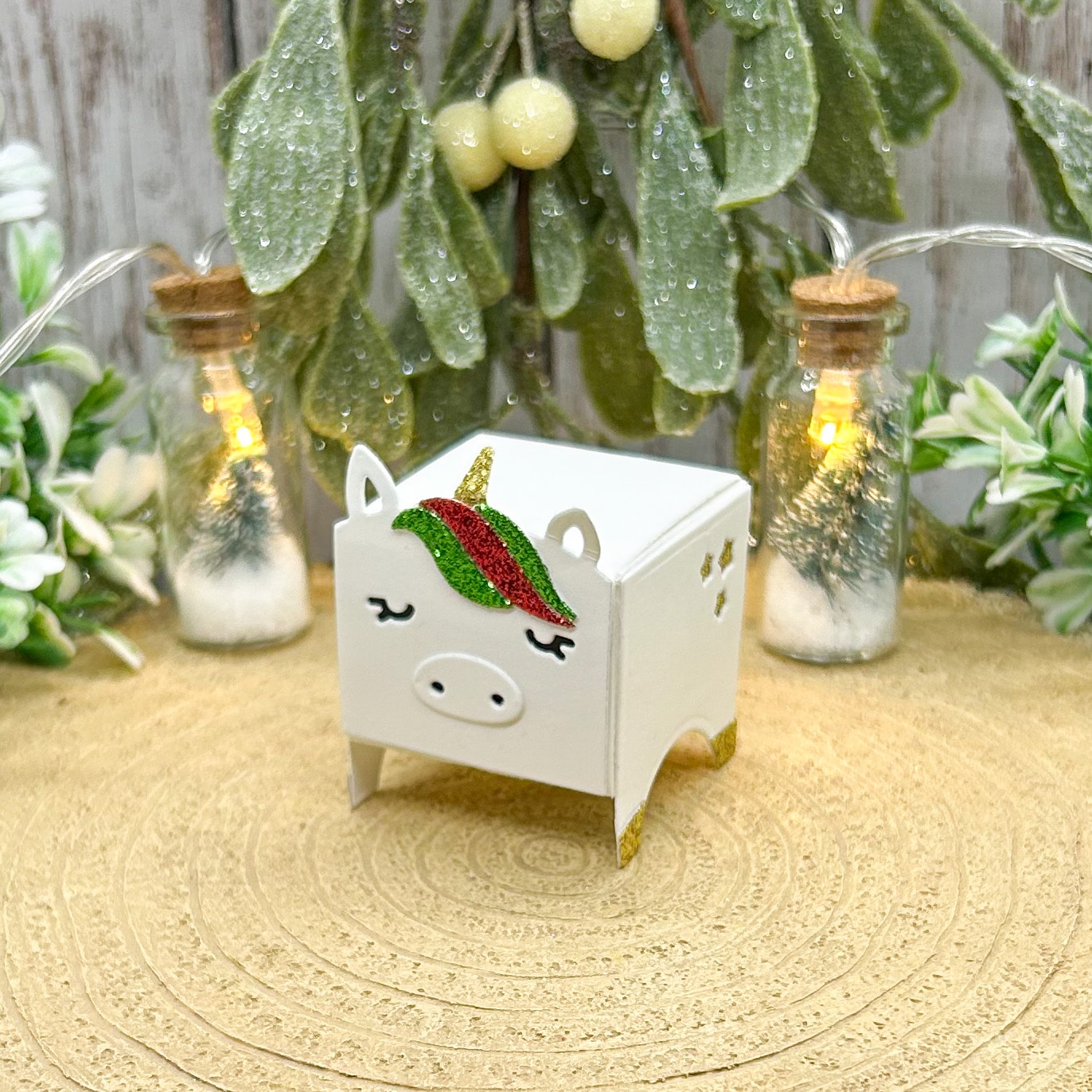 Christmas White Unicorn Miniature Gift Box