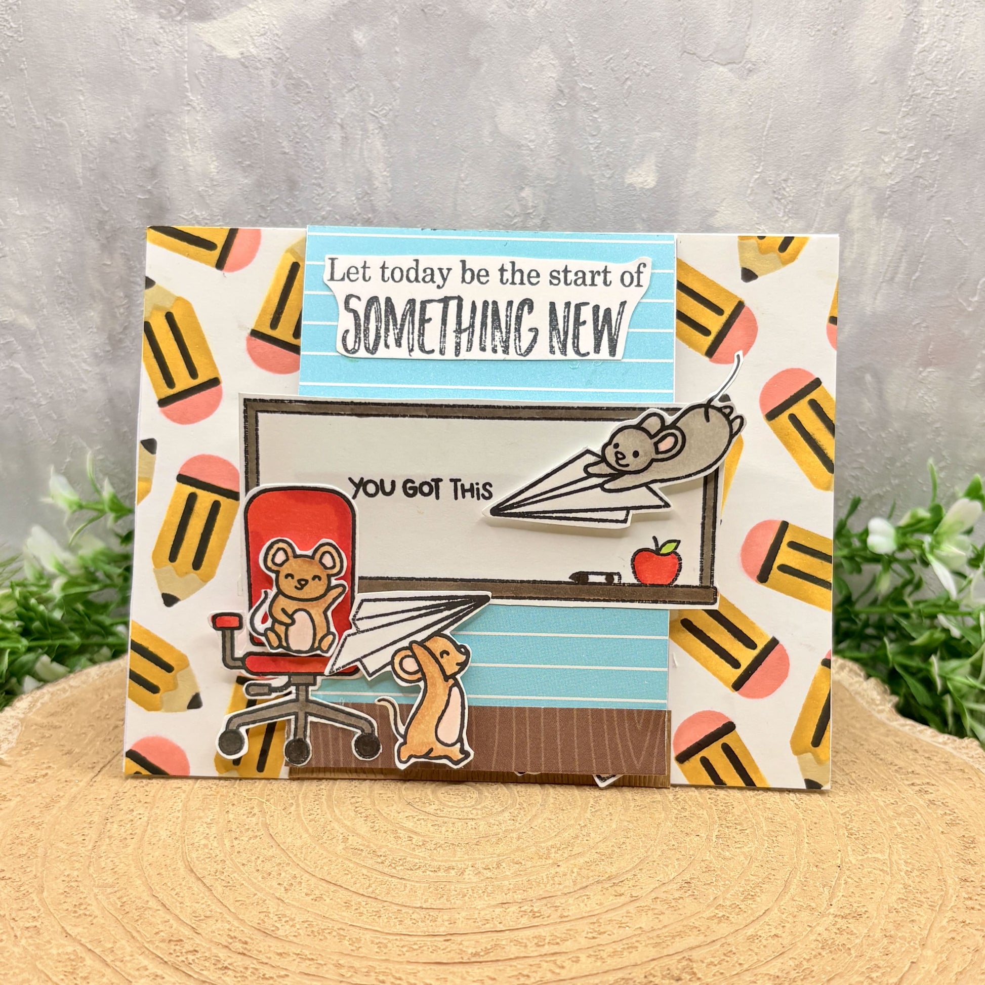 Classroom Mice Standing Easel Handmade Card