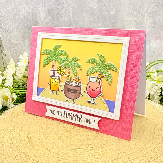 Cocktails It's Summer Time Handmade Card-1