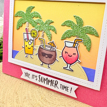 Cocktails It's Summer Time Handmade Card-2