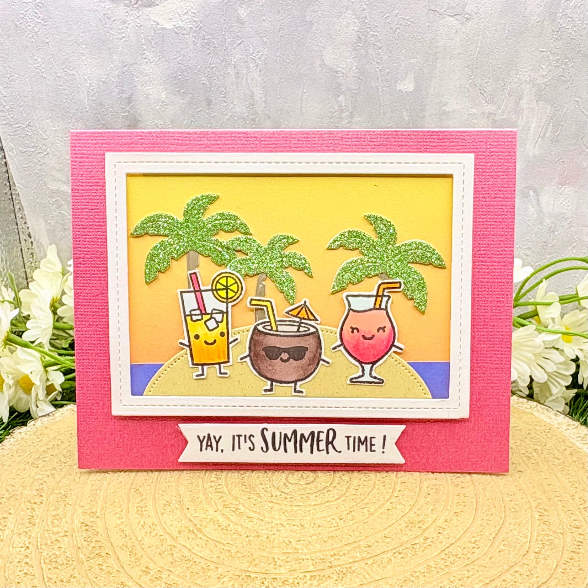 Cocktails It's Summer Time Handmade Card