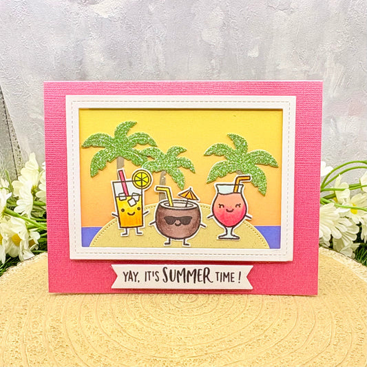 Cocktails It's Summer Time Handmade Card
