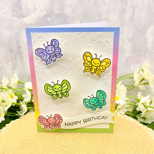Colourful Butterflies Handmade Birthday Card-1