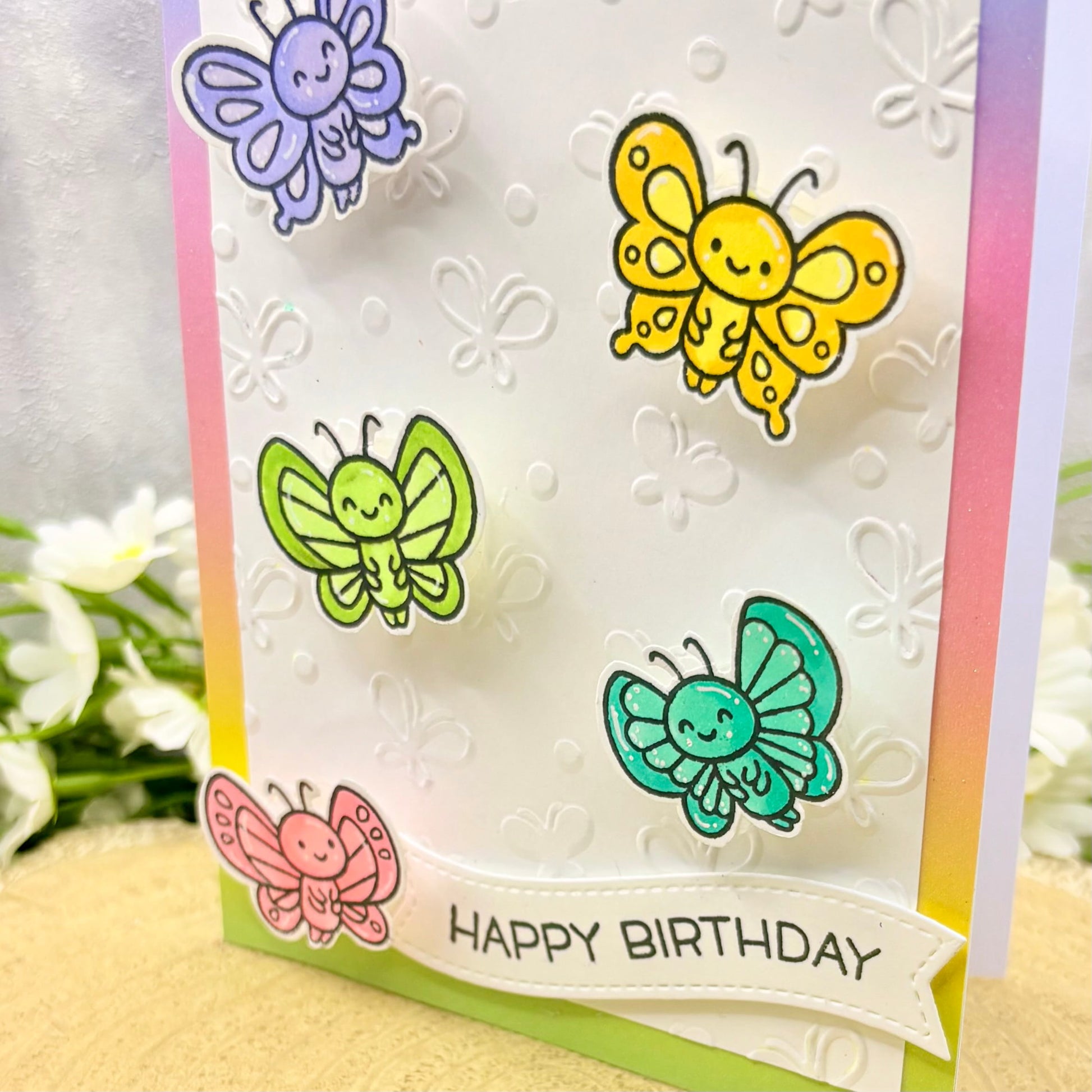 Colourful Butterflies Handmade Birthday Card-2