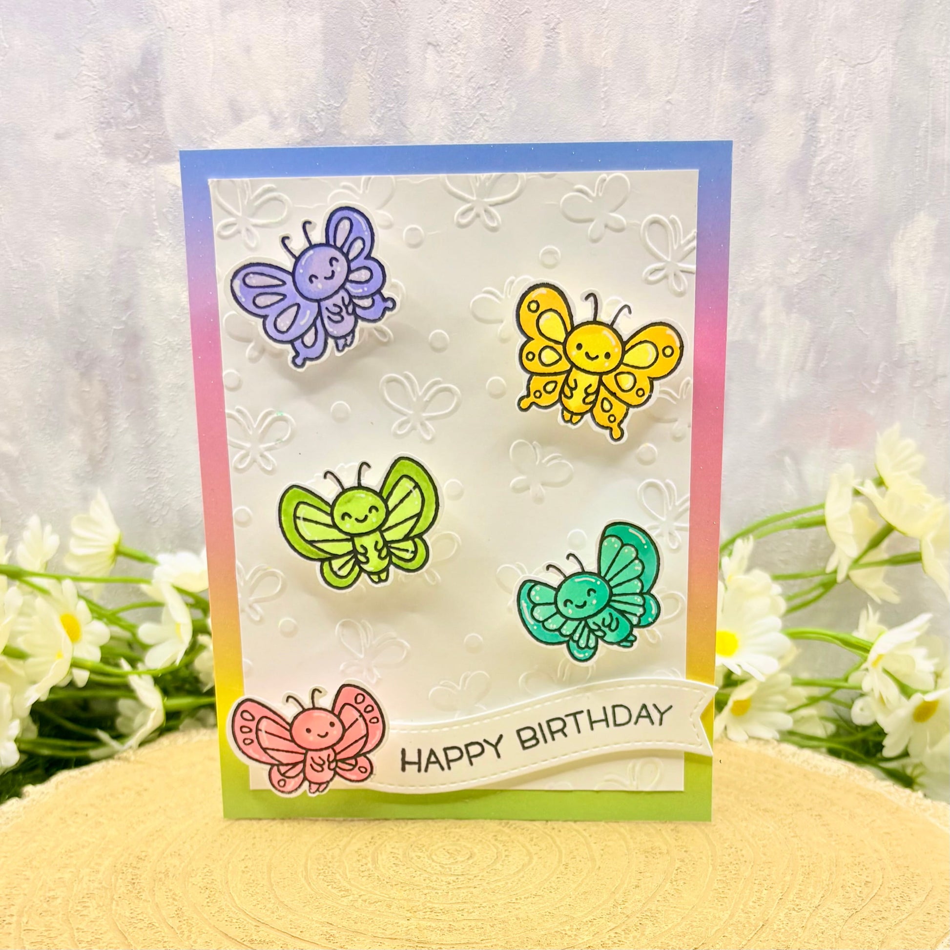 Colourful Butterflies Handmade Birthday Card