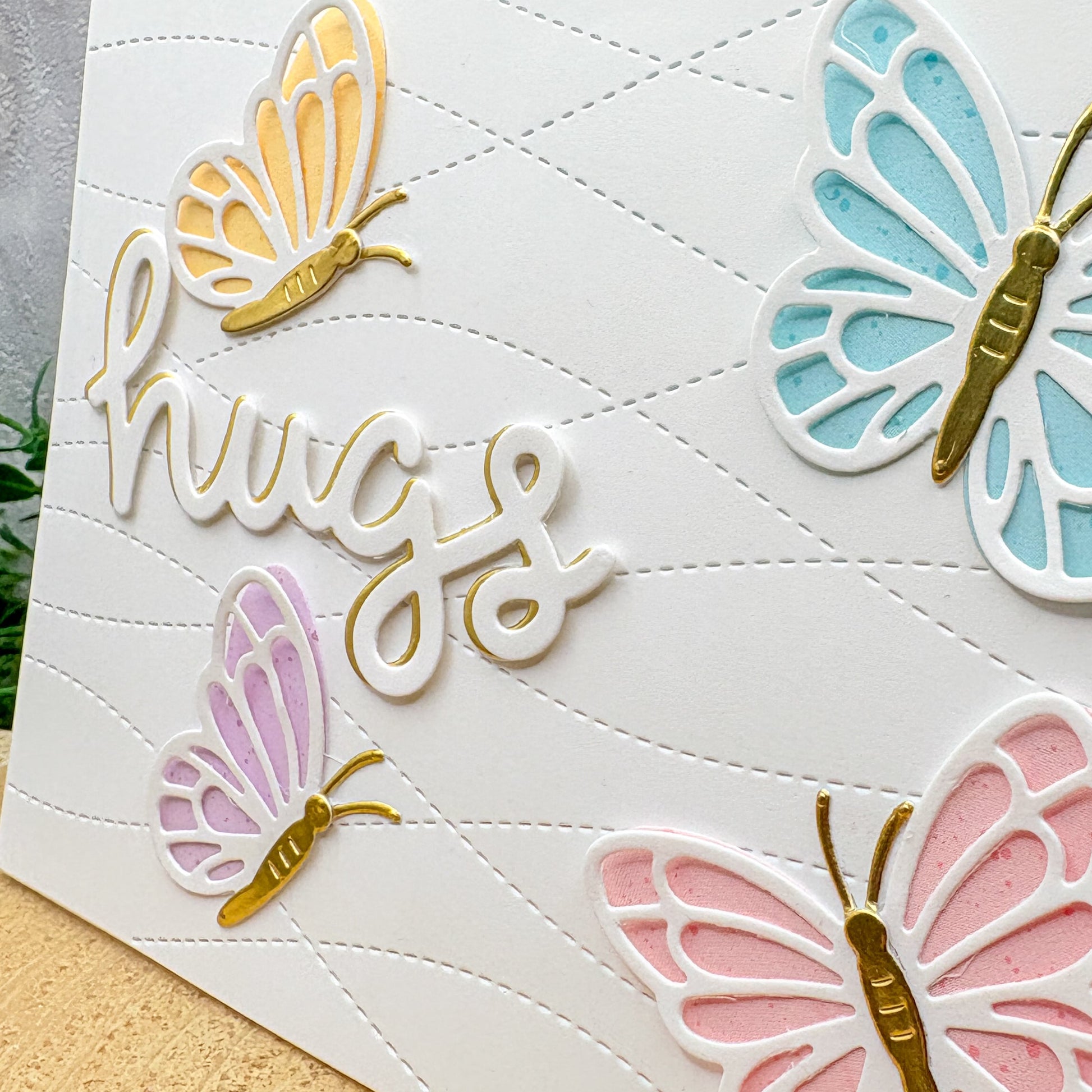 Colourful Butterfly Hugs Handmade Card-2