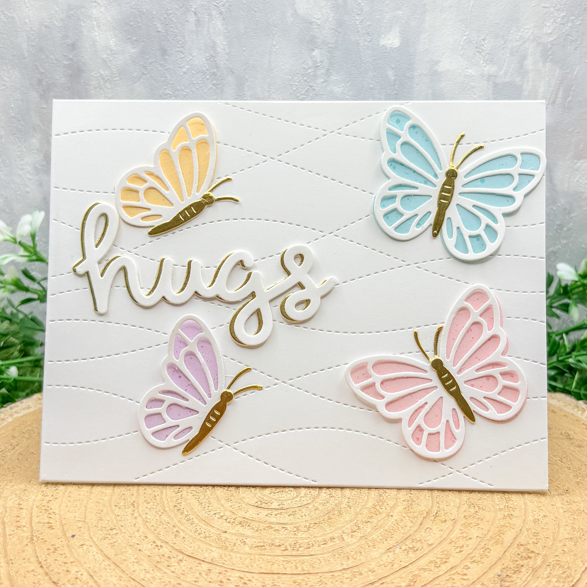 Colourful Butterfly Hugs Handmade Card