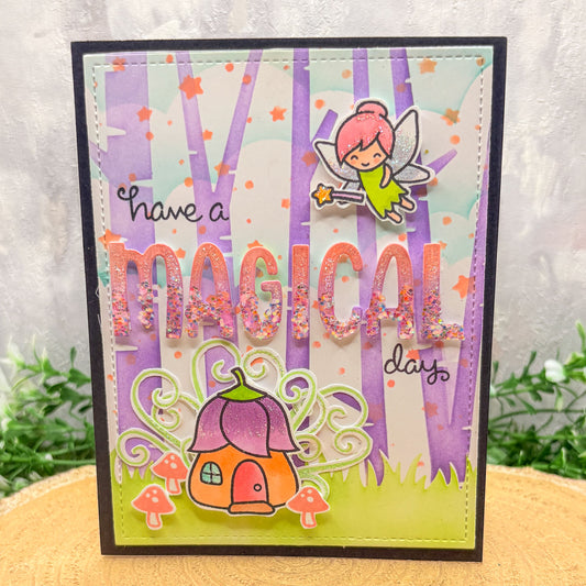 Colourful Fairy Forest Handmade Birthday Card