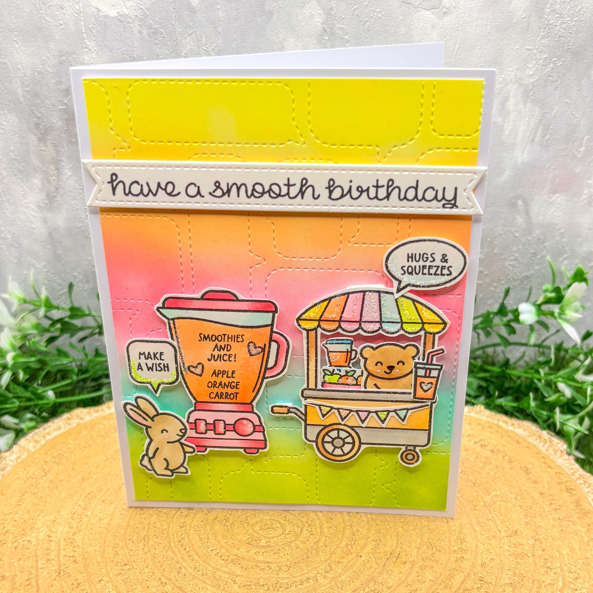 Colourful Smoothie Pun Animals Handmade Birthday Card-1
