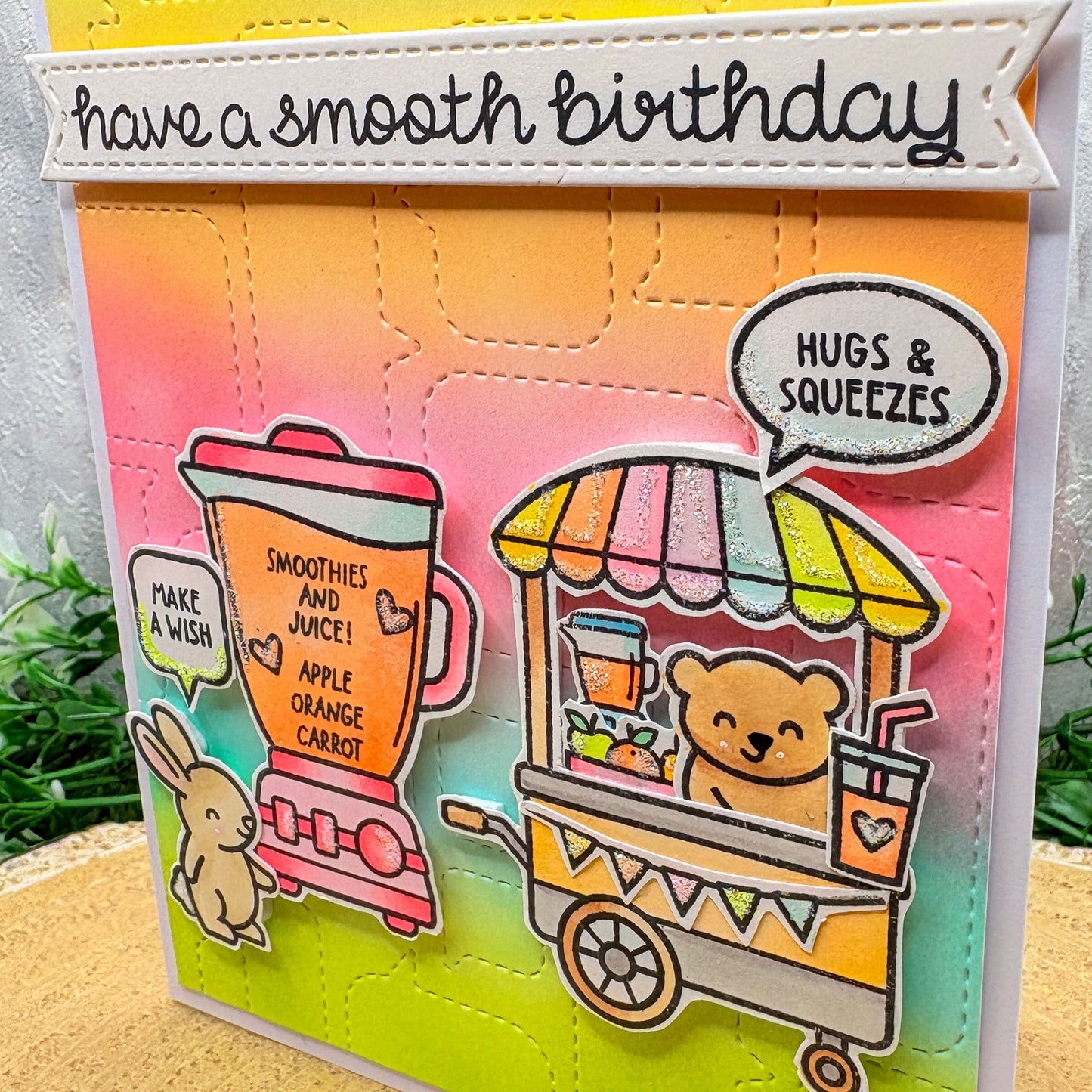 Colourful Smoothie Pun Animals Handmade Birthday Card-2
