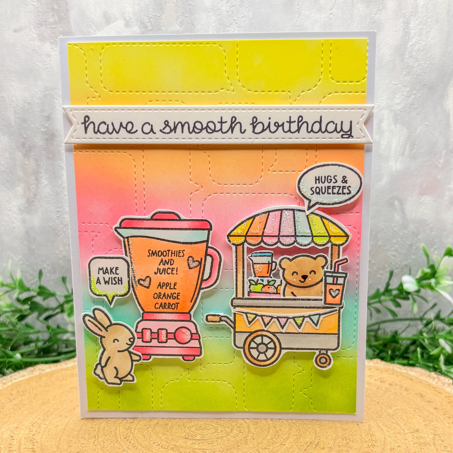 Colourful Smoothie Pun Animals Handmade Birthday Card